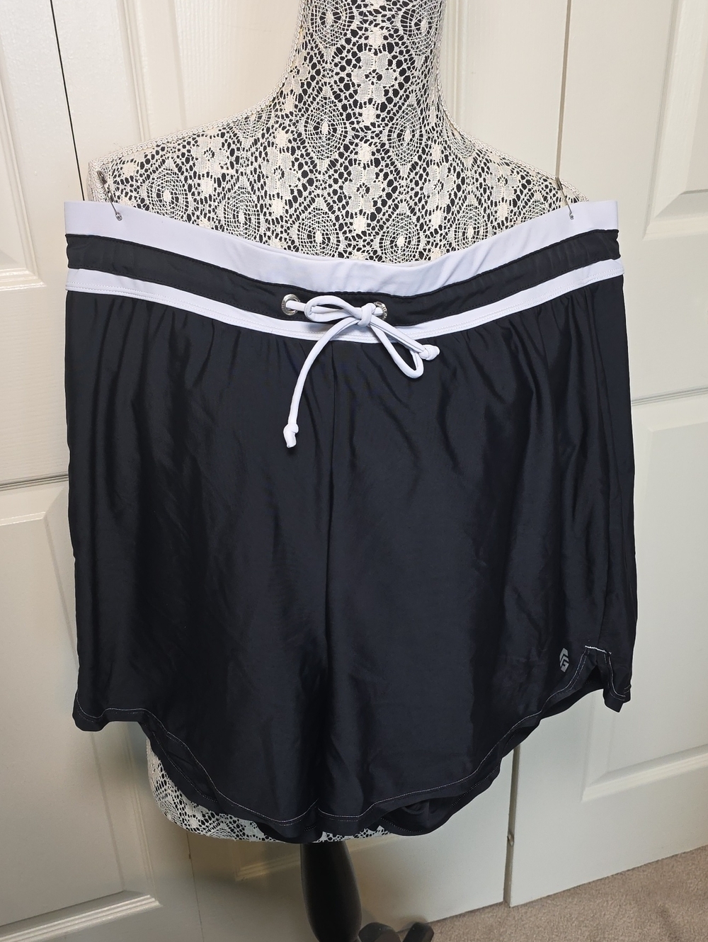 Free Country Black Swim Shorts with White Waistband